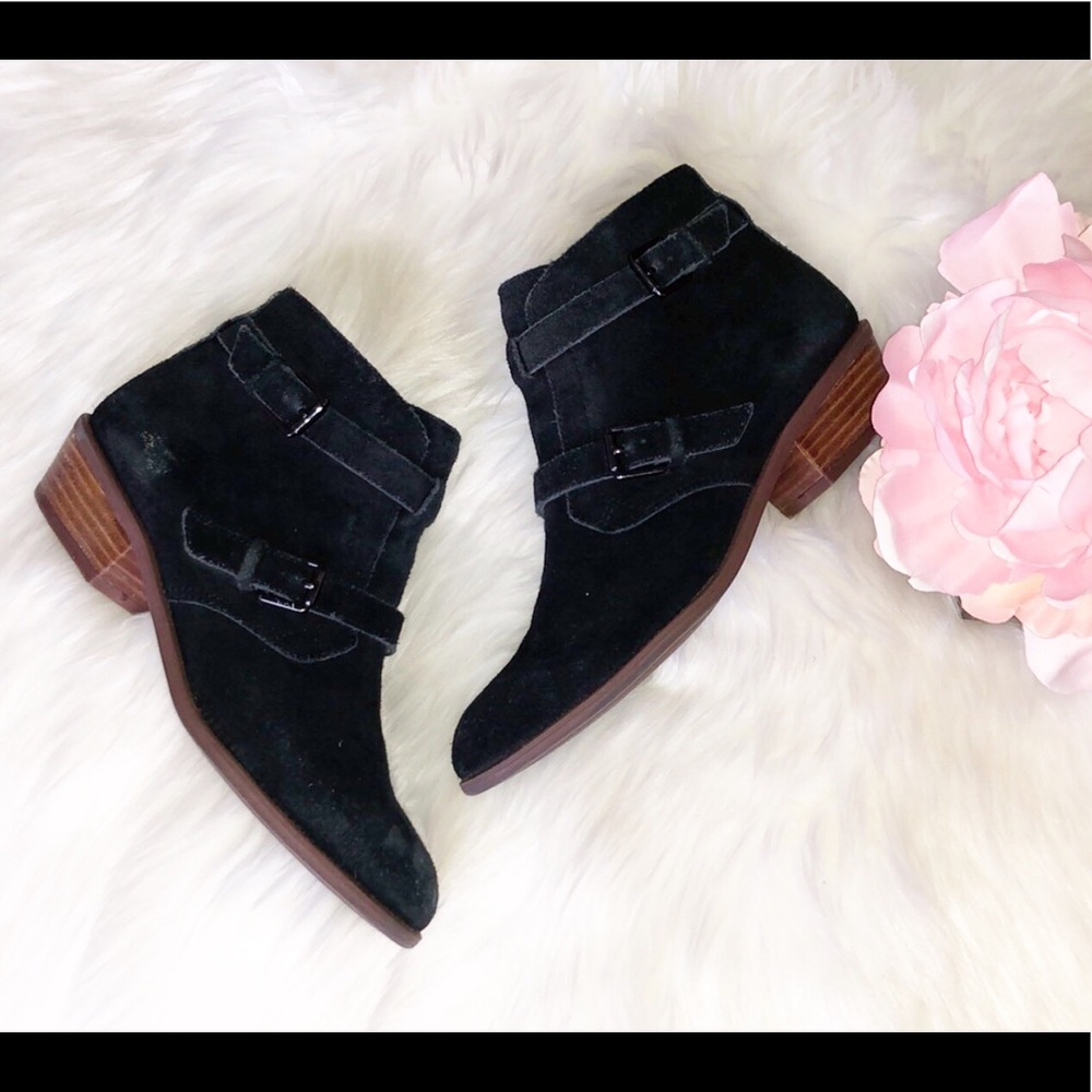 FRANCO SARTO Black Suede Ankle Booties